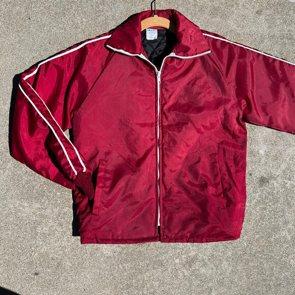 Vintage 80's Red Zip Up with White Stripes Size XS - Picture 1 of 6